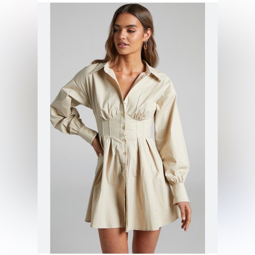 *NEW WITH TAGS* Showpo Cream Long Sleeve Dress